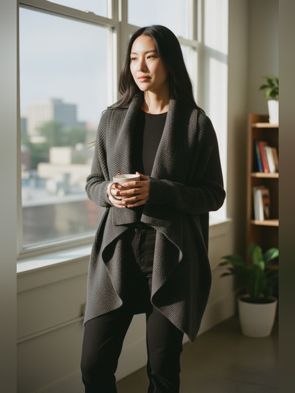Simply Vera Vera Wang Black Cape Long Sleeve Sweater